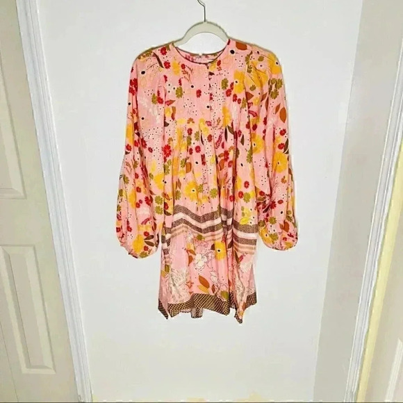 byTimo Delicate Shift Dress Pink Embossed Floral Size XS - Picture 2 of 8